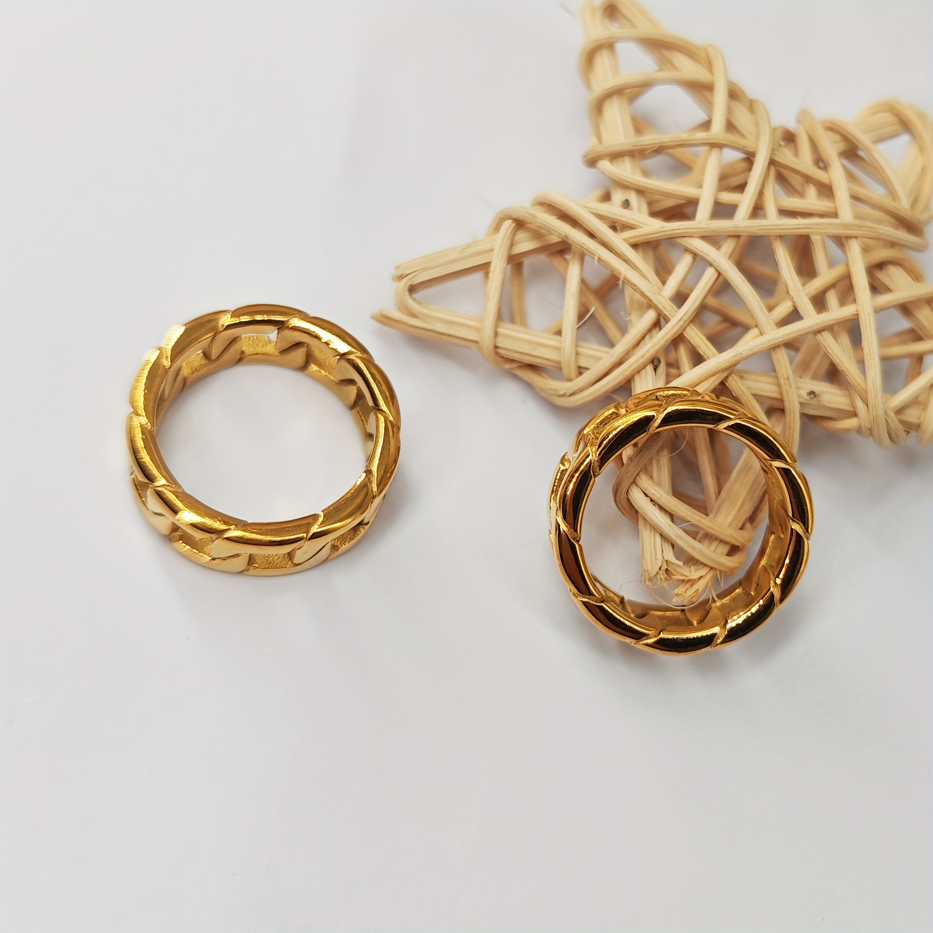 Stainless Steel Cuban Chain Ring Unisex Jewelry
